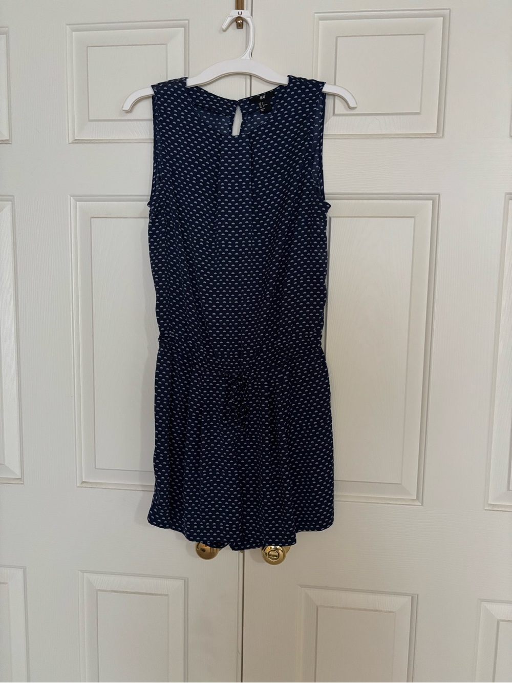 H&M Navy Blue Polka-Half Print Sleeveless Romper